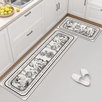 北歐ins廚房地墊耐臟家用可擦免洗防滑地毯pvc防水防油長條腳墊子