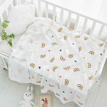 新生嬰兒紗布加大浴巾二層純棉寶寶包裹蓋毯兒童單層夏季毯子蓋被