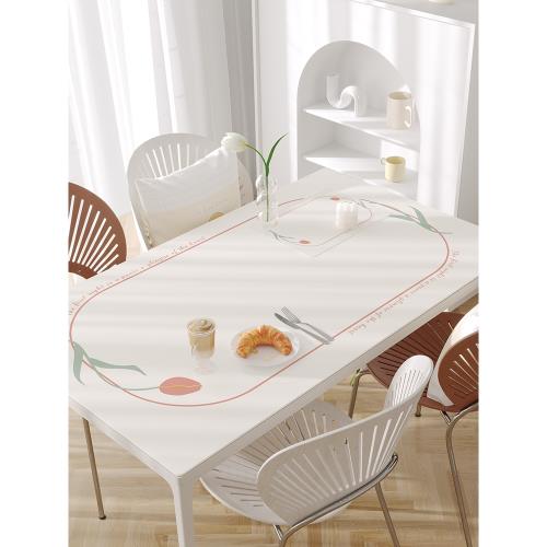Q彈硅膠桌墊清新ins郁金香桌布防水防油免洗防燙長方形茶幾餐桌墊