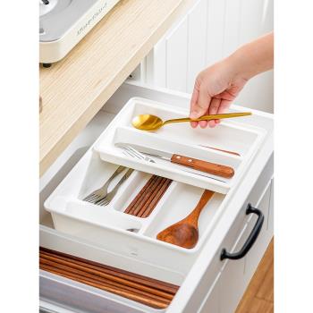 日本抽屜內置收納盒廚房筷子餐具分隔整理櫥柜工具桌面分格置物盒