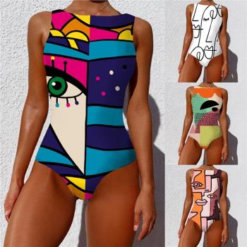 plus size One piece bikini women print swimsuit 連體比基尼