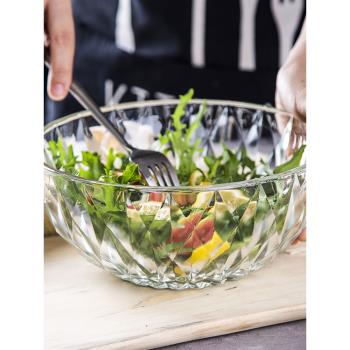 透明玻璃沙拉碗耐高溫家用高顏值日式水果碗輕奢ins風湯碗盤器皿