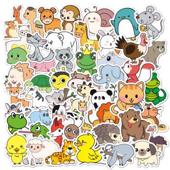 50張森林寶寶可愛動物卡通貼畫筆記本電腦手機水杯電動車頭盔貼紙