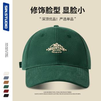 遮陽帽ins山峰女墨綠色鴨舌帽
