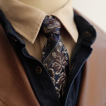 雅痞復古花紋休閑兩用拉鏈領帶