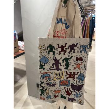 新款Tote bag 托特包涂鴉凱斯哈林 提花購物袋環保袋35X45cm