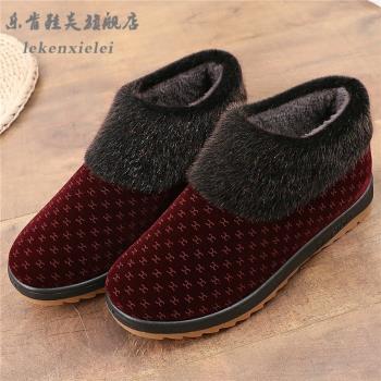 加絨冬季高幫防滑保暖老北京布鞋