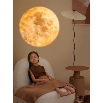 LED月球小夜燈地球投影燈臥室臺燈少女創意床頭拍照氛圍兒童夜燈