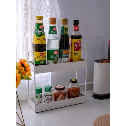 北歐廚房臺面收納置物架窄小型分層調料架灶臺雙層調味品儲物架