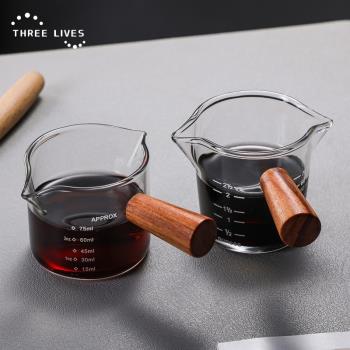 THREELIVES高硼矽玻璃雙嘴奶盅咖啡奶杯牛奶杯意式玻璃咖啡量杯