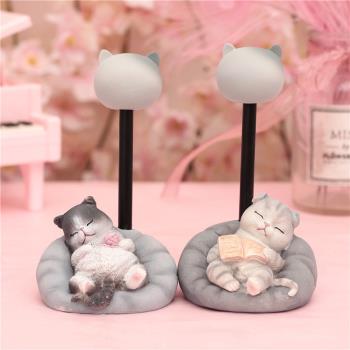 可愛創意貓咪小夜燈擺件男生女生家居桌面裝飾學生兒童生日禮物
