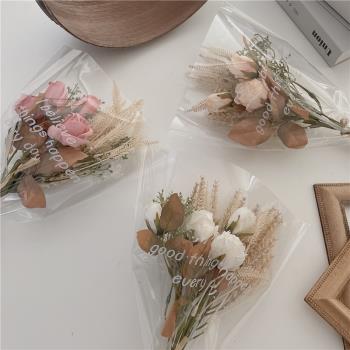 韓國ins裝飾假花花束 仿真玫瑰谷穗燒干拍照道具手捧花