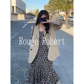 Rouje Robert~高級感小西裝外套女小個子套裝春秋小眾設計感西服