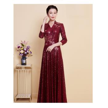 晚宴會晚禮服春季新款婚宴主持人長款禮服裙高級質感婚禮生日聚會