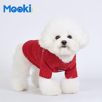 mookipet貓咪狗狗新年紅色喜慶衣服泰迪雪納瑞秋冬款過年毛衣保暖