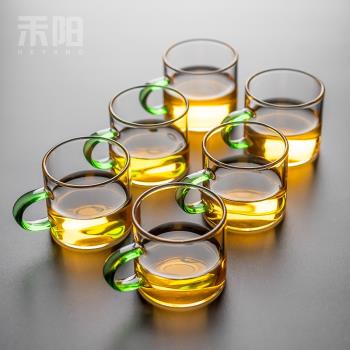禾陽 小茶杯功夫茶具套裝家用帶把透明玻璃杯子 喝茶綠茶單人泡茶