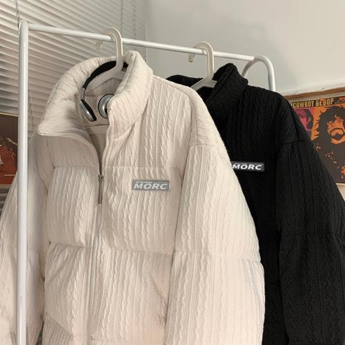 秋冬季貼標立領面包棉服男女百搭寬松加厚bf加絨保暖拉鏈棉衣外套