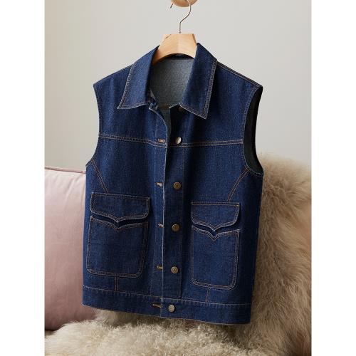 查琳VastGlad 時尚牛仔馬甲女新款春秋無袖百搭寬松設計感小眾N19