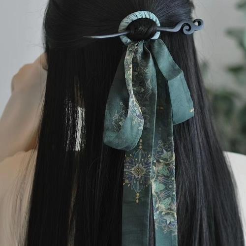 新中式復古發簪古風書法蝴蝶結絲巾發帶盤發簪子發釵漢服發飾女