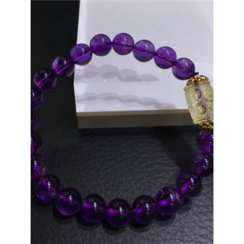 天然紫水晶粉晶茶晶紅瑪瑙白水晶回紋珠設計款式轉運手串禮物飾品