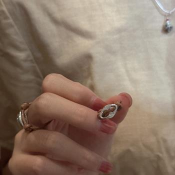 S925純銀女戒指韓版小眾設計感豬鼻子戒指韓版時尚博主款個性指環
