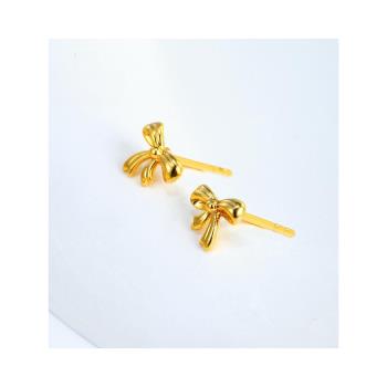 首飾鍍24K金色合金蝴蝶結耳環日韓時尚氣質耳飾小眾設計耳釘