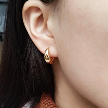 鍍24k黃金耳環復古民族風鏤空花紋耳扣仿綠松石丁真耳環
