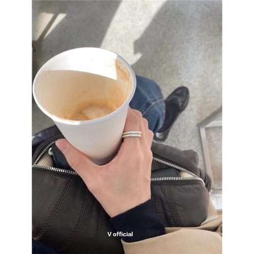 V official 簡約基礎款疊戴 韓國素圈厚圓光面粗戒指 925純銀