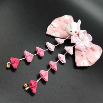 手作Lolita蝴蝶結兔子櫻花和風發飾頭飾發夾流蘇祈願兔和服浴衣