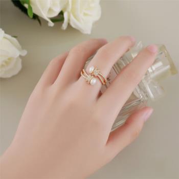 2023戒指女小眾設計高級感天然珍珠戒指女中指戒指女中指戒指女