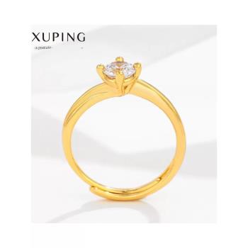 首飾合金鍍金簡約時尚戒指女四爪鑲嵌合成立方氧化鋯求婚女戒