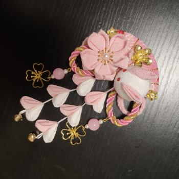 Lolita扇子櫻花和風發夾洛麗塔