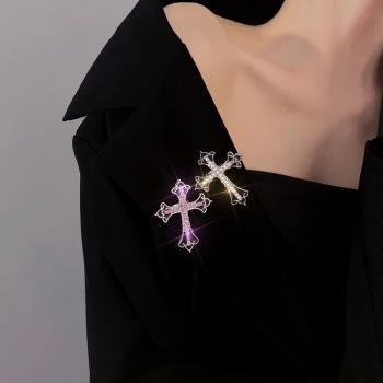 十字架女高級感時尚西裝閨蜜胸針