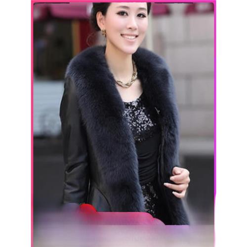 真皮皮衣女裝短款海寧綿羊皮超大狐貍毛領顯瘦皮草外套皮衣