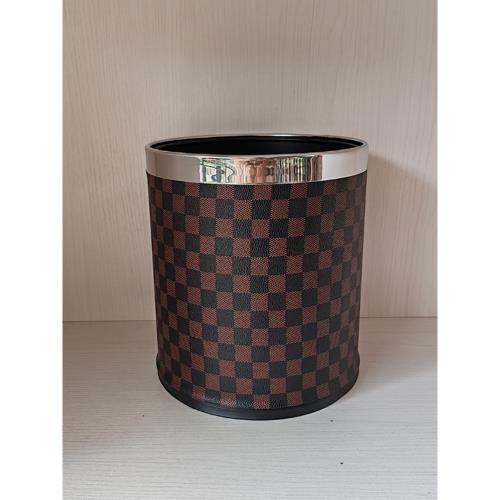 酒店皮革垃圾桶無蓋圓形阻燃客房桶雙層客房垃圾桶家用客廳KTV用