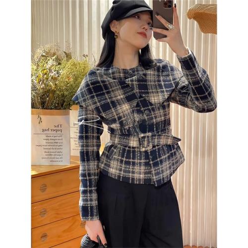 RIXO EXIT法式短款格子小香風外套女秋冬新款名媛穿搭披肩上衣