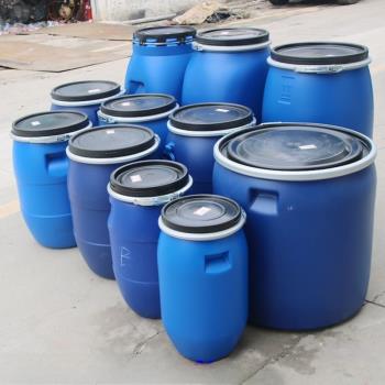 耐酸堿化工桶密封圓桶200L水桶加厚大口法蘭抱箍涂料塑料桶泔水桶