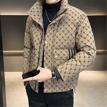 羽絨服男士短款冬季2023年新款高端立領帥氣時尚潮牌加厚保暖外套