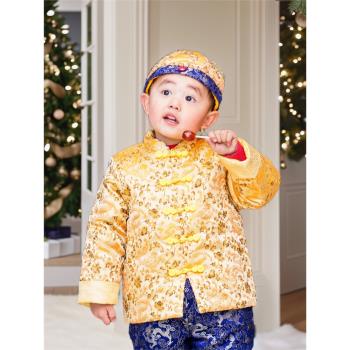 龍年唐裝男童中國風禮服兒童冬裝拜年服寶寶加厚夾棉中式外套禮服