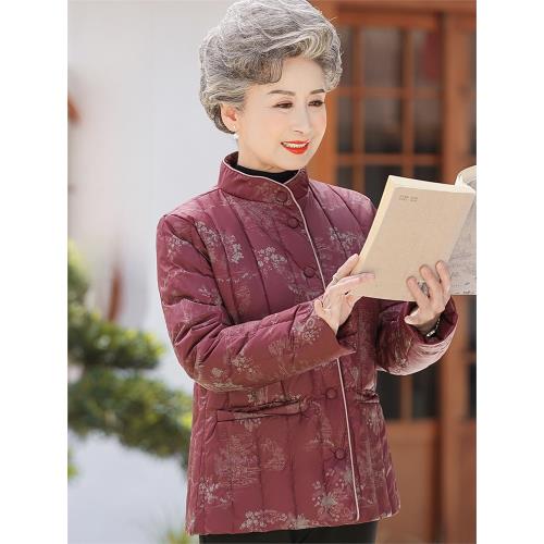 新款老年人輕薄羽絨服女媽媽冬裝短款棉襖內膽60歲老太太奶奶外套