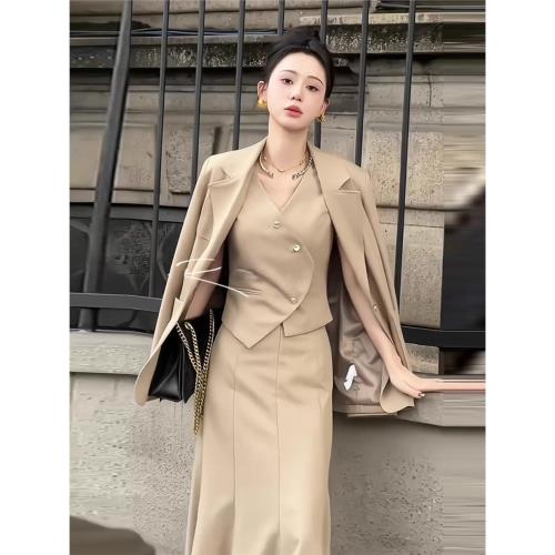 RIXO EXIT法式高級小香風馬甲西裝外套魚尾裙三件套女美拉德穿搭