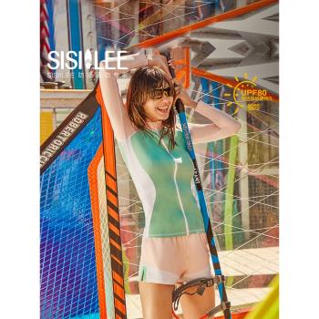 SISIILEE西西里女士防曬上衣 長袖溫泉新款運動沖浪分體泳衣上衣