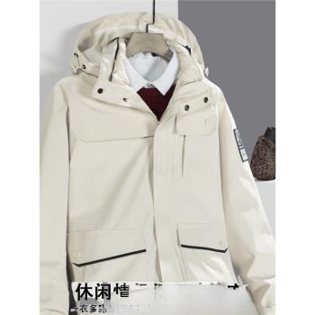 戶外沖鋒衣男女三合一輕薄羽絨內膽秋冬季防風防水大碼登山服外套