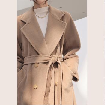 羊絨大衣女中長款2023年新款韓版高端大碼赫本風M家流行毛呢外套