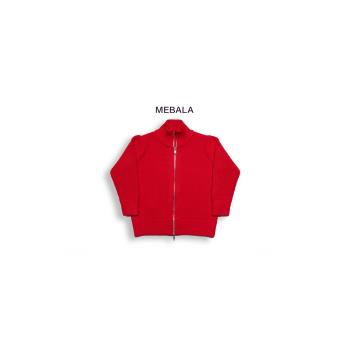 MEBALA男女童針織開衫立領新年裝加厚高領兒童紅色羊毛衣拉鏈外套