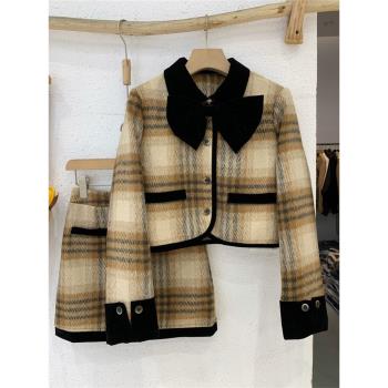 小香風外套冬季格子復古羽絨服