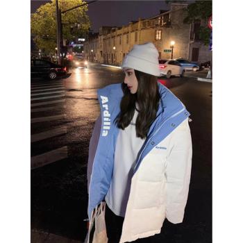 Ardilla羽絨服美式加絨冬季連帽刺繡保暖白鴨絨寬松加厚外套女潮