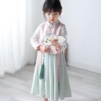 漢服兒童女公主裙唐裝全套中國風古裝春秋新款超仙氣貴族洋氣裙子