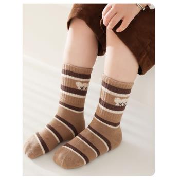秋冬棉襪新款女童襪中筒純棉寶寶襪子大童襪膚色純棉透氣可愛熊熊