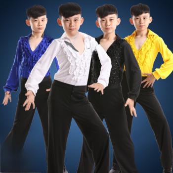 新品男童拉丁舞練功服比賽服兒童比賽考級舞蹈服男孩舞臺表演服裝